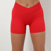 Cross Waist Cool Breathable Exercise Shorts Peach Hip Fitness Shorts Hip Lifting Stretch Yoga Shorts